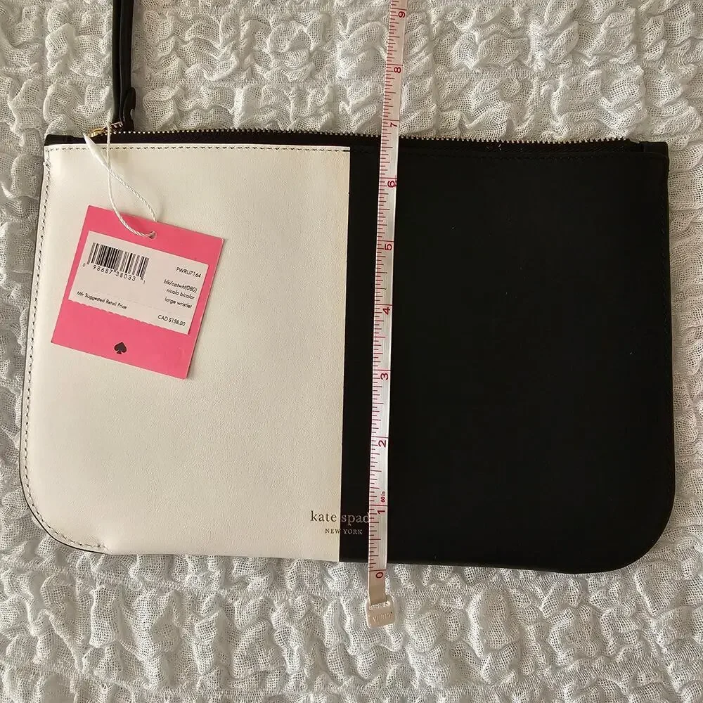 Kate Spade Nicola Bicolor Large Pouch Wristlet black and white
